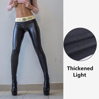 Letter Belt PU Leather Pants Large Size
