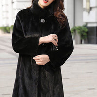 Women's Mink Fur Coat Whole Mink Mid-length
