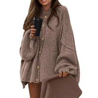 Crew Neck Casual Loose Thick Sweater Cardigan