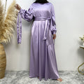 Thick Satin Lace Up Sleeves Elegant Dress