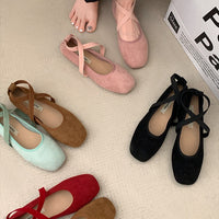 Womens Solid Color Versatile Low-cut Flat Shoes