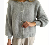 Round Neck Single-breasted Cardigan Women's Sweater
