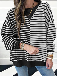 Women's Loose-fitting Casual Striped Hoodie