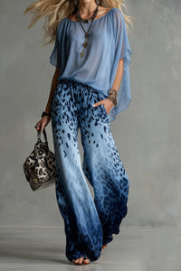 Slimming Wide-leg Straight-leg Casual Pants And Chiffon Top Set
