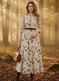 V-neck Spring Long-sleeve Womens Dress Fashionable
