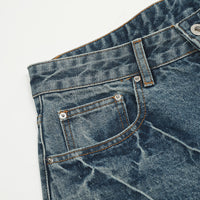 Washed Bright White Denim Five-point Pants Men's Punk