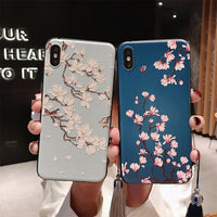 Compatible with Apple , Suitable For XS All-inclusive Apple 11pro Painted Embossed Flower Phone Case