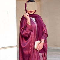 Muslim Bright Silk Satin Batwing Sleeve Robe