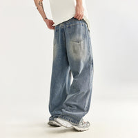 Personalized Straight Men's Clothing Brushed Distressed High Waist Jeans