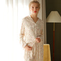 Rayon Satin Small Willow Leaf Floral Print Loungewear