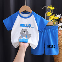 Children's Short-sleeved Suit Pure Cotton Clothing T-shirt Shorts Set