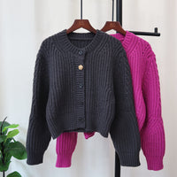 Thick Needle Design Sense Niche Sweater Coat Loose Round Neck Long Sleeve Temperament