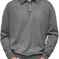 Winter Dralon Long Sleeve V-neck Buttons Men's Casual Jacket Polo Shirt
