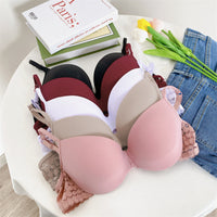 Women's Underwear Gathered Lace Side Bra With Steel Ring
