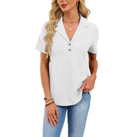 European And American-style Solid-color Lapel Short-sleeve T-shirt