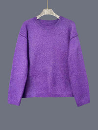 Laid-back Casual Loose-fitting Pullover Knit Top