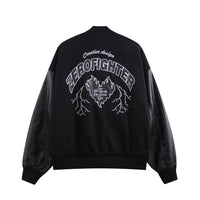 Stitching PU Leather Sleeve Baseball Uniform Men's Ins Fashion Brand Letter Embroidered Jacket
