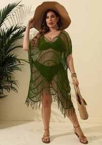 Sexy Sheer Tassel Patchwork Bikini Cover-Up Dress For Women