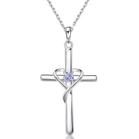 S925 Silver Diamond-studded Cross Necklace