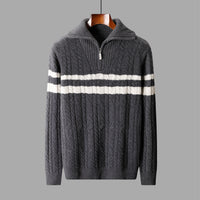 Thickened Zipper Lapel High Collar Loose Sweater