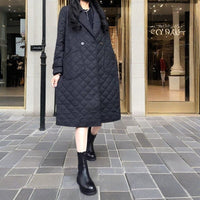 New Padded Quilted Diamond-pattern Cotton Coat