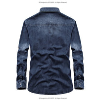 Denim Men's Long-sleeved Shirt Cotton Plus Size Lapels Denim Shirt