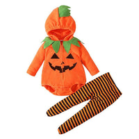 Children's Halloween Long-sleeved Pumpkin-shaped Hooded Jumpsuit