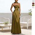 Womens Chest Wrapping Backless Tube-Top Waist-Cinching Evening Gown Long Dress Women'S Solid Sexy Elegant Clothes Party Club Prom Summer Outfit