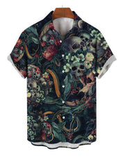 Retro Skull Head 3D Digital Printing Leisure Loose Shirt