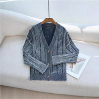 European And American Old Knitted Coat Women's Loose V-neck