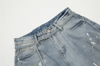 American Painting Splashed Ink Printing Denim Shorts