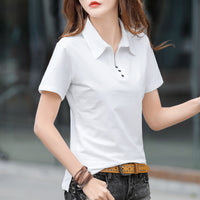 Womens Short-sleeve Polo Shirt With A Turn-down Collar
