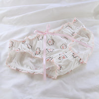 Love Wings Ruffled Bow Ladies Panties Cotton Crotch