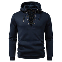 Men's Zipper Design Casual Hooded Drawstring Sweatshirt