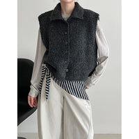 Simple Stand-Up Collar Womens Layered Relaxed Vest