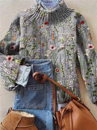 Women's Christmas Printed Turtleneck Sweater