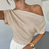 Short-sleeve Office-style Versatile Fitted Knit Top T-shirt