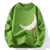Trendy Moon Jacquard Round Neck Sweater For Men