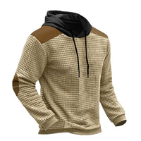 Men's Casual Color-block Jacquard Hooded Sweatshirt