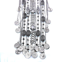 Crystal Gem Multi-layer Coin Tassel Necklace Female Accessories