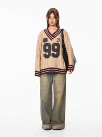 Jacquard Autumn And Winter Loose Idle Style Knitted Top