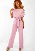 Fashion Bat Short-sleeved Lace-up Jumpsuit