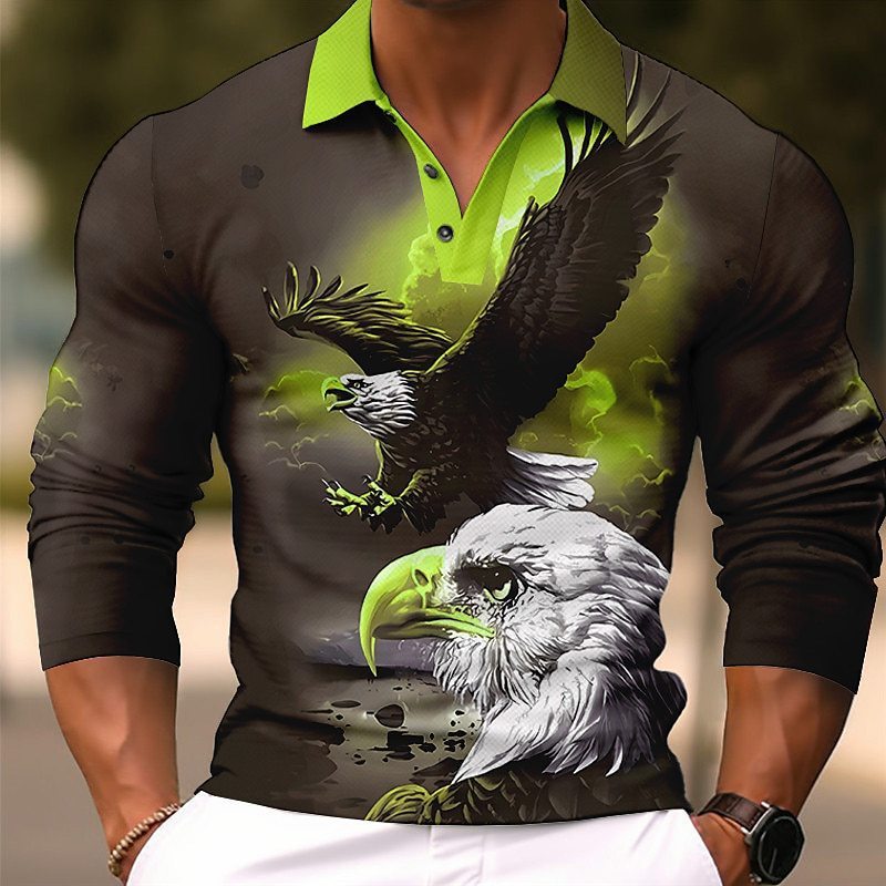 Autumn Fashion Polo Collar Button Animal Print Long Sleeve