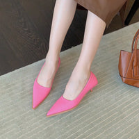 Simple Pointed Toe Pumps Low Heel Women's Shoes