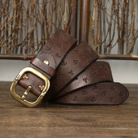 Mens Korean-style Patterned Leather Belt