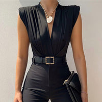 Fashion Light Mature Temperament V Neck Jumpsuit Women