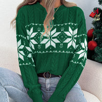European And American Snowflake Pattern Lantern Long Sleeve Pullover Sweater