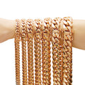 Hip-hop Jewelry Stainless Steeltitanium Slim Rose Gold Cuban-link Chain Necklace With Gold Plating