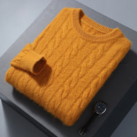 Men's Round Neck Pullover Thickened Mink Sweater Loose Casual Solid Color Knitted Base Cardigan