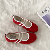 Double Drawstring Retro Round Toe Flat Bottom Shallow Mouth Casual Shoes